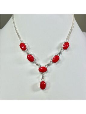 Coral 🪸 925 Gemstone Necklace